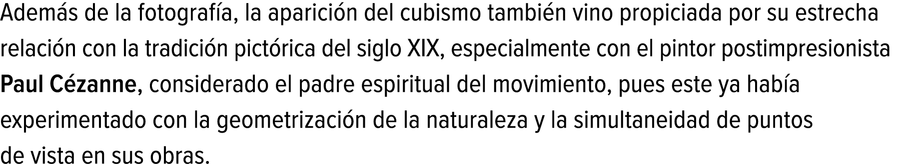 Además de la fotografía, la aparición del cubismo también vino propiciada por su estrecha relación con la tradición p...