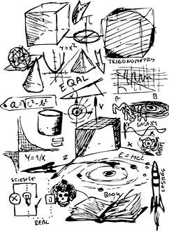 hand draw math icons isolated on the white background