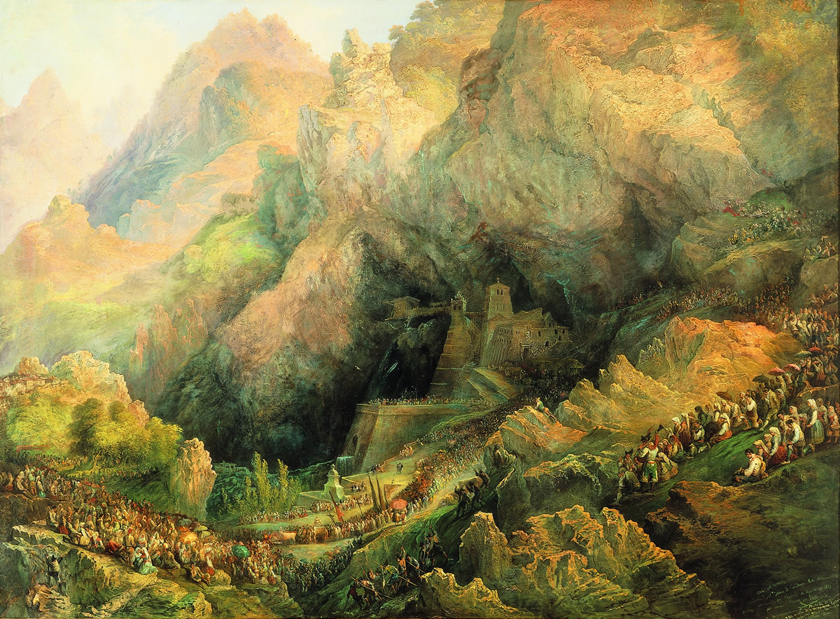 Procesión en covadonga, c. 1850-1851, de genaro pérez villaamil