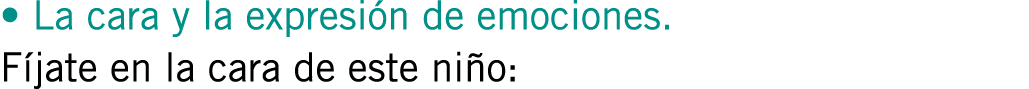 • La cara y la expresión de emociones. Fíjate en la cara de este niño: