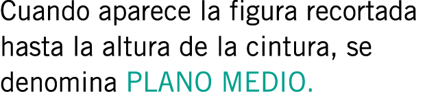 Cuando aparece la figura recortada hasta la altura de la cintura, se denomina PLANO MEDIO.