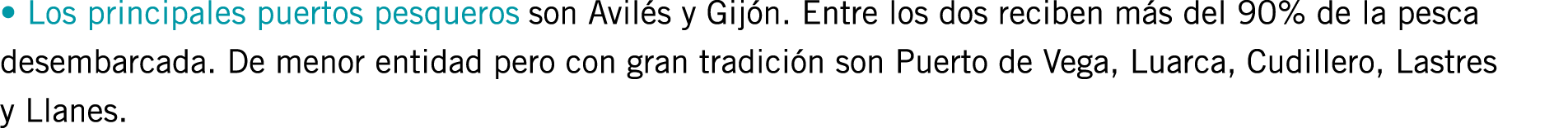 • Los principales puertos pesqueros son Avilés y Gijón. Entre los dos reciben más del 90% de la pesca desembarcada. D...